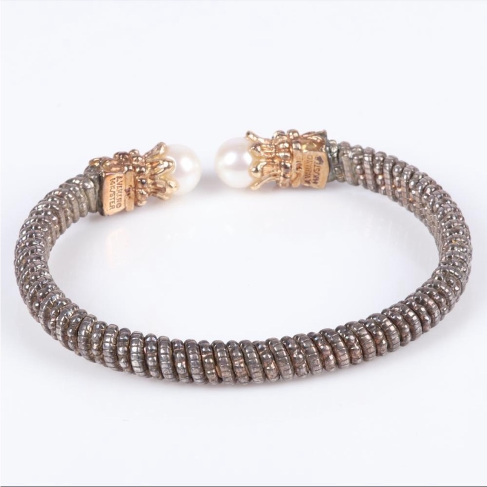 Alwand vahan 14k gold and sterling silver pearl capped bracelet
